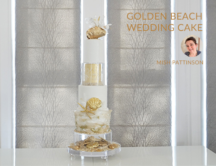 Golden Beach Wedding Cake