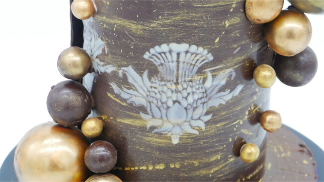 Tempered chocolate thistle