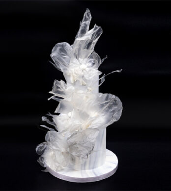 Contemporary rice paper wedding cake