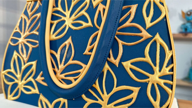 Gold Leaf Handbag cake tutorial