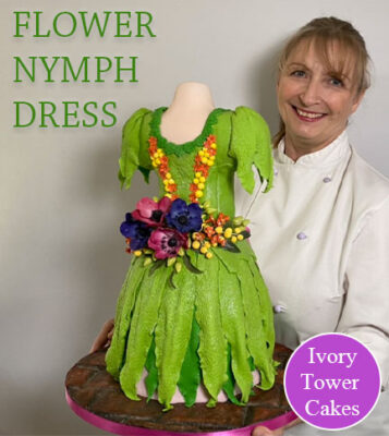 Flower Nymph Dress cake tutorial
