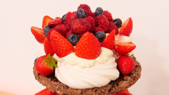 Strawberry Meringue Chocolate Tower