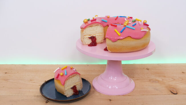 Giant donut cake tutorial cut view