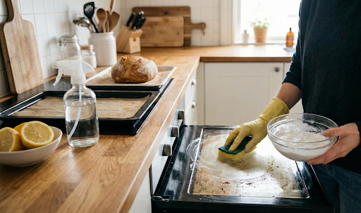 Cleaning the oven after baking